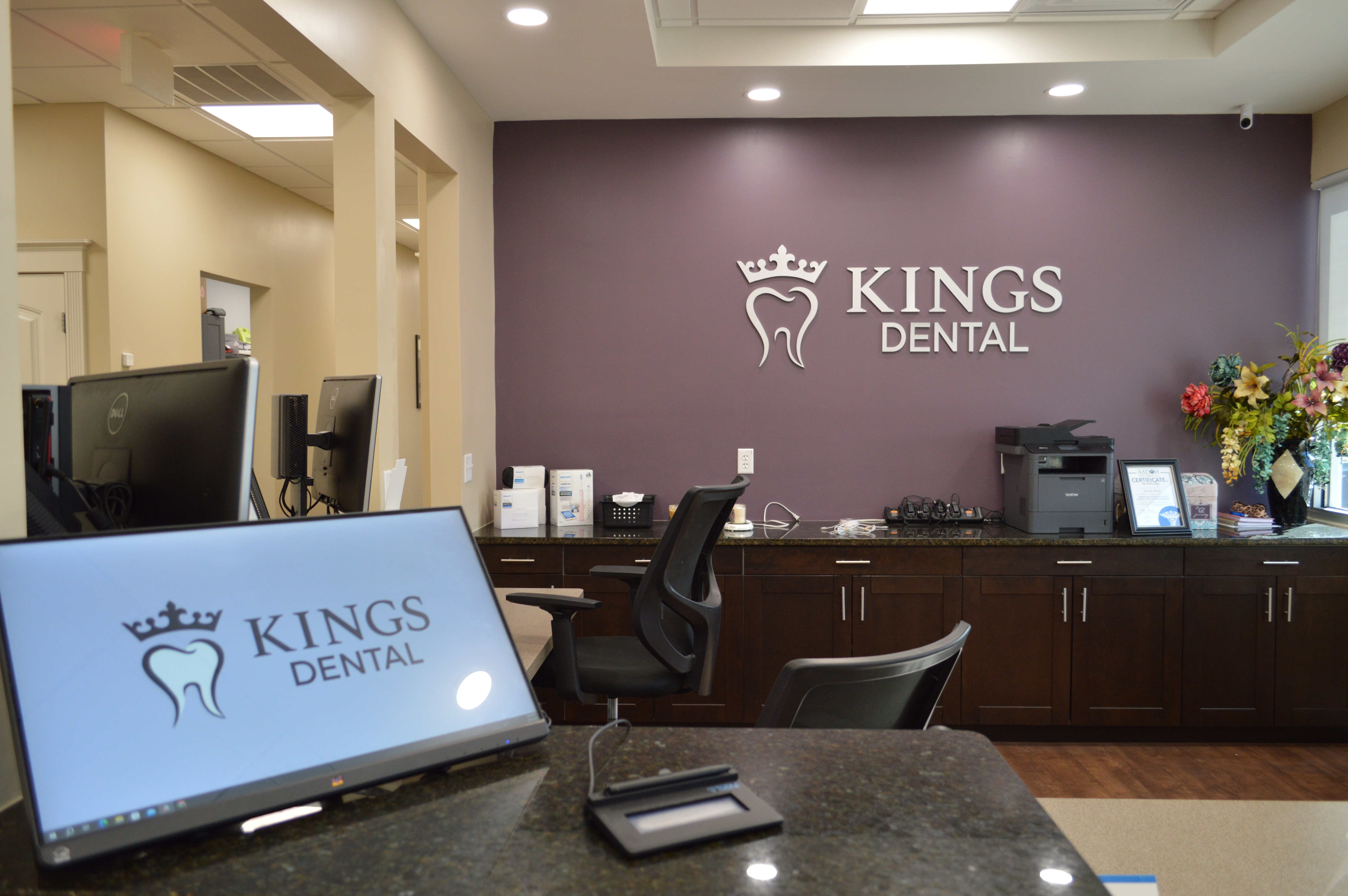 Kings Dental front desk and reception area